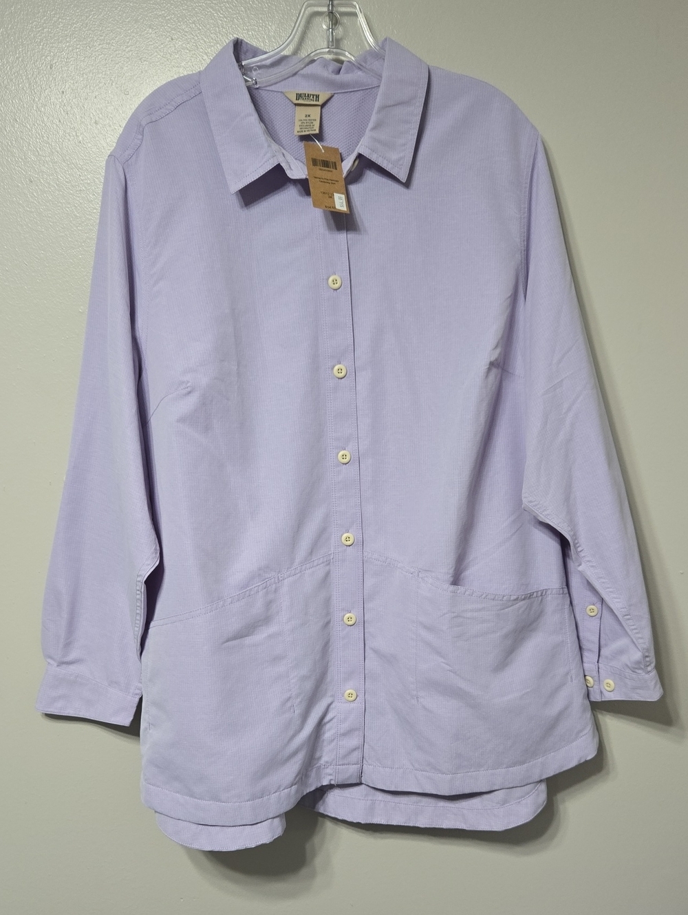 Women's Lavender Lightweight Button-Up Shirt Jacket by Duluth Trading Co.